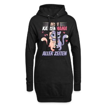Beste Katzenmama Aller Zeiten Lustige Katzen - Hoodie-Kleid - Schwarz - Vorne