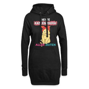 Beste Katzenmama Aller Zeiten Mit Niedlicher Katze - Hoodie-Kleid - Schwarz - Vorne
