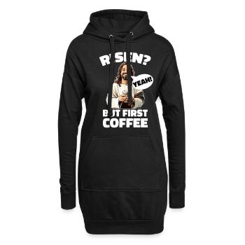 Risen Yeah But First Coffee Jesus Ostern - Hoodie-Kleid - Schwarz - Vorne