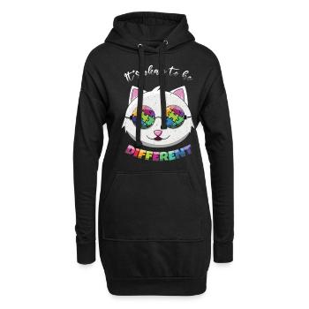 Autismus Katze It's Okay To Be Different - Hoodie-Kleid - Schwarz - Vorne