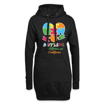 Autism La Différence, Pas L’indifférence Heart - Sweat-shirt à capuche long Femme - noir - Devant