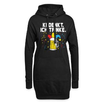 KI denkt. Ich trinke. - Lustiges KI Fasching - Hoodie-Kleid - Schwarz - Vorne