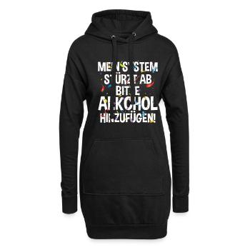 Bitte Alkohol hinzufügen! - Lustiges KI Fasching - Hoodie-Kleid - Schwarz - Vorne