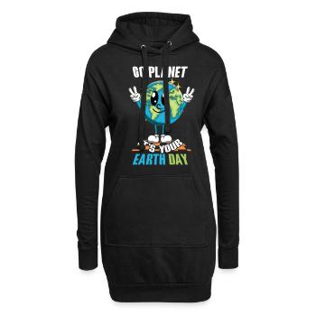 Go Planet Es Ist Dein Earth Day Freude - Hoodie-Kleid - Schwarz - Vorne