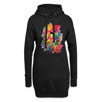 Happy Holi Festival Festival coloré - Sweat-shirt à capuche long Femme - noir - Devant