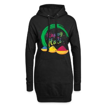 Happy Holi Festival Couleur Poudre Joy - Sweat-shirt à capuche long Femme - noir - Devant