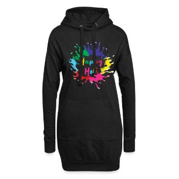 Joyeux festival de Holi Joie des couleurs - Sweat-shirt à capuche long Femme - noir - Devant