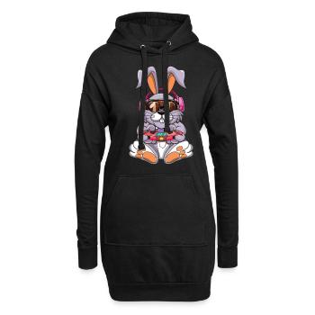 Lapin de Pâques de jeu avec écouteurs Pâques - Sweat-shirt à capuche long Femme - noir - Devant