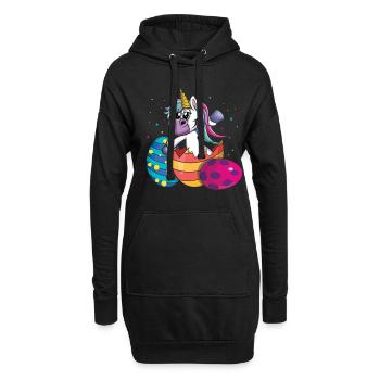 Ostern Einhorn Mit Bunter Überraschung - Hoodie-Kleid - Schwarz - Vorne