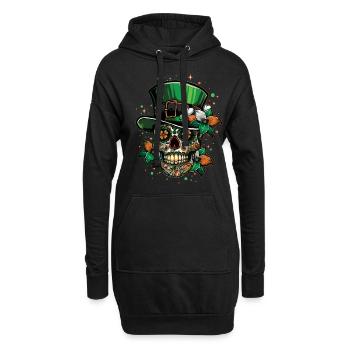 Crâne irlandais avec trèfle pour la Saint-Patrick - Sweat-shirt à capuche long Femme - noir - Devant