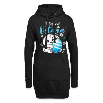 Lapin Ostara avec motif d’œuf - Sweat-shirt à capuche long Femme - noir - Devant
