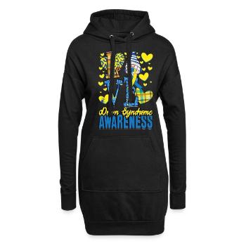 Amour Syndrome de Down Conscience Gnome Coeur - Sweat-shirt à capuche long Femme - noir - Devant