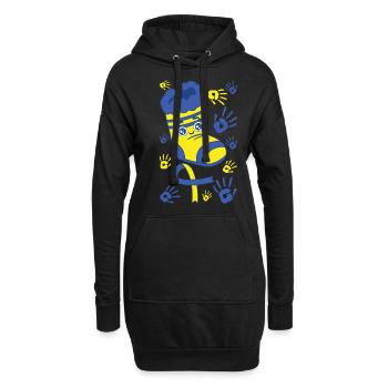 Chaussettes et empreintes de mains heureuses pour le syndrome de Down - Sweat-shirt à capuche long Femme - noir - Devant