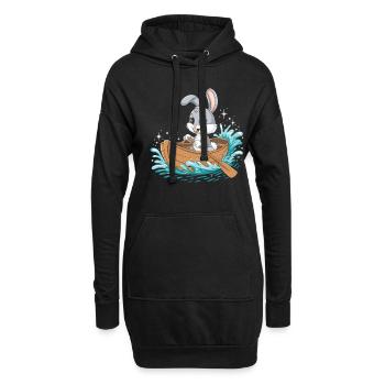 Ein Hasenboot, das Paddelboot fährt - Hoodie-Kleid - Schwarz - Vorne