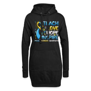 Down Syndrom Bewusstsein: Teach Love Hope Inspire - Hoodie-Kleid - Schwarz - Vorne