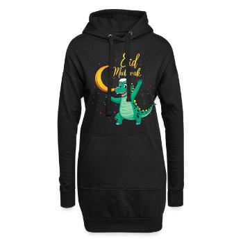 Eid Mubarak Dino Mit Halbmond Und Gebetskette - Hoodie-Kleid - Schwarz - Vorne