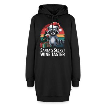 raton laveur Noël vin drôle - Sweat-shirt à capuche long Femme - noir - Devant