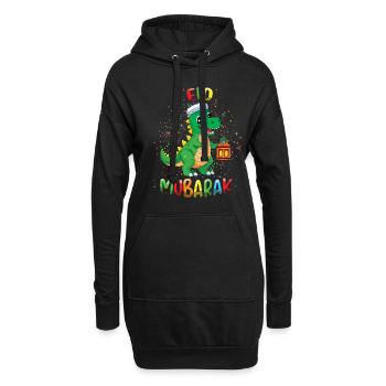 Eid Mubarak Dinosaurier Laterne Feier - Hoodie-Kleid - Schwarz - Vorne