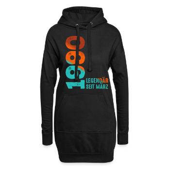 Legendär Seit März 1990 März 1990 Geburtstag 1990 - Hoodie-Kleid - Schwarz - Vorne