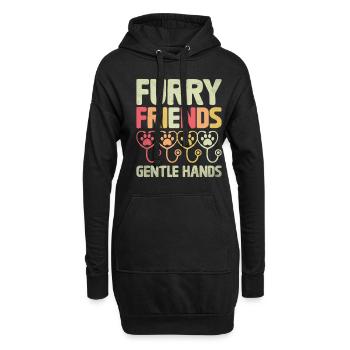 pelzige freunde sanfte hände verterinäres tier - Hoodie-Kleid - Schwarz - Vorne