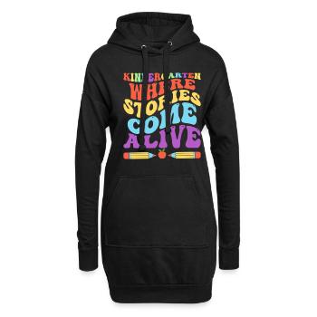 Jardin d’enfants où les histoires prennent vie École - Sweat-shirt à capuche long Femme - noir - Devant