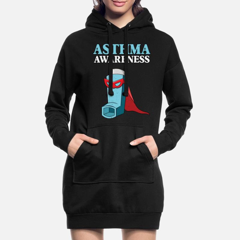 Asthma Bewusstsein Superheld Inhalator Motiv Hoodie-Kleid