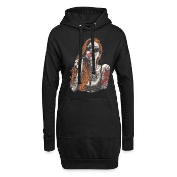 Rote Haare Rockabilly Pin Up Girl 50s - Hoodie-Kleid - Schwarz - Vorne