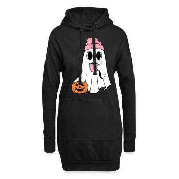 Niedlicher Geist trinkt Kaffee Enthusiast - Hoodie-Kleid - Schwarz - Vorne