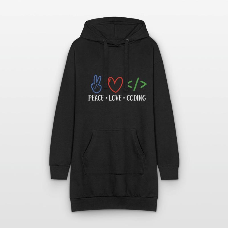 Peace Love Coding Coder Software Developer Program Hoodie-Kleid