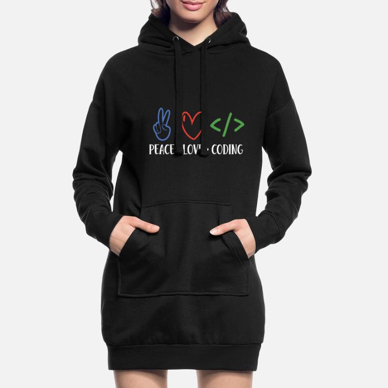 Peace Love Coding Coder Software Developer Program Hoodie-Kleid