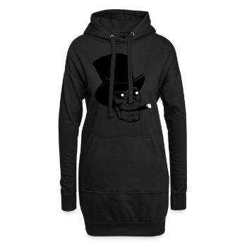 Skull with hat and cigar - Hoodie Dress - black - Front