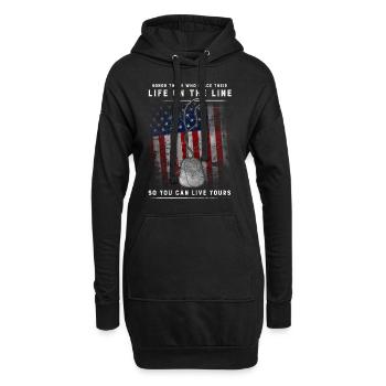 Honorer ceux qui placent leur vie en jeu - Sweat-shirt à capuche long Femme - noir - Devant