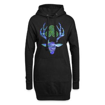 Tête de cerf avec Triskele E 103 - Sweat-shirt à capuche long Femme - noir - Devant