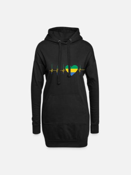 Gabon Afrique Idée cadeau - Sweat-shirt à capuche long Femme - noir