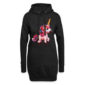 Einhorn - Hoodie-Kleid - Schwarz - Vorne
