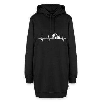 Handwerker KFZ Mechaniker EKG Herzschlag - Hoodie-Kleid - Schwarz - Vorne