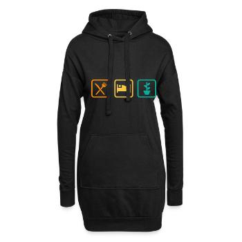 Eat Sleep Gardening Repeat Garden Gardener Horticu - Hoodie-Kleid - Schwarz - Vorne