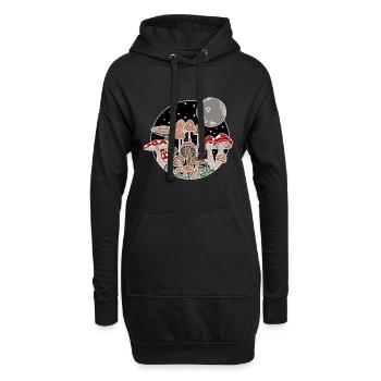 Les champignons adorent - Sweat-shirt à capuche long Femme - noir - Devant