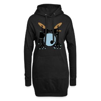 Schlagzeug Instrument Geschenkidee Musik Band - Hoodie-Kleid - Schwarz - Vorne
