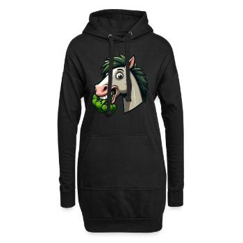 Chien Cheval Brocoli Cheveux Verts Vegan - Sweat-shirt à capuche long Femme - noir - Devant