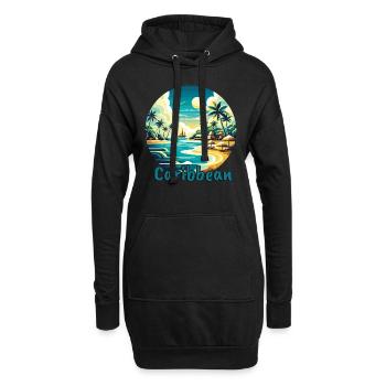 Karibik Urlaub Amerikanischer Strand - Hoodie-Kleid - Schwarz - Vorne