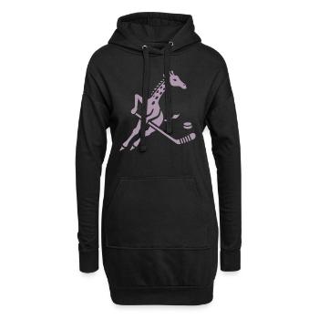 Giraffe Eishockeyspieler Silhouette Minimalistisch - Hoodie-Kleid - Schwarz - Vorne