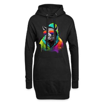 Hippo Nilpferd mit Sonnenbrille Flusspferd Afrika - Hoodie-Kleid - Schwarz - Vorne