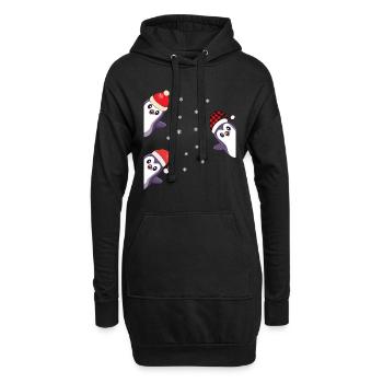 Cadeau de pyjama de Noël Pingouin - Sweat-shirt à capuche long Femme - noir - Devant