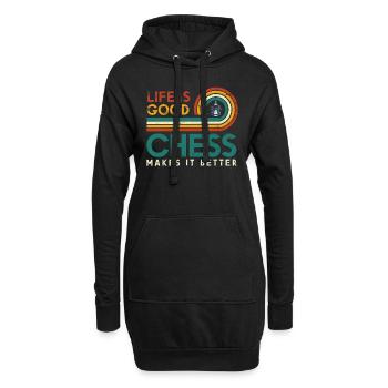 Das Leben Ist Gut. Schach Macht Es Besser - Hoodie-Kleid - Schwarz - Vorne