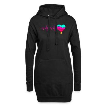 Herzschlag-eiscreme Für Gefrorene Süße Fans - Hoodie-Kleid - Schwarz - Vorne