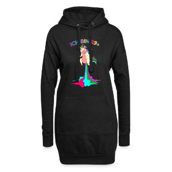ich bin 29 plus pupsender Einhorn 30. Geburtstag - Hoodie-Kleid - Schwarz - Vorne