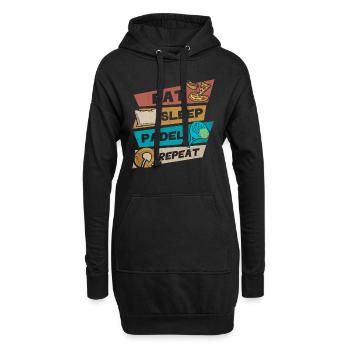 Essen Sie Schlaf Padel Wiederholen Sie - Hoodie-Kleid - Schwarz - Vorne