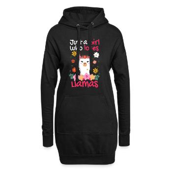 Juste une fille qui aime les lamas - cadeau alpaga - Sweat-shirt à capuche long Femme - noir - Devant
