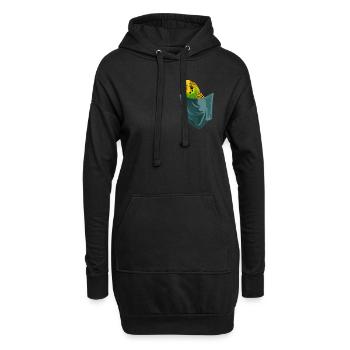 Budgerigar Chest Pocket Perruche Sac - Sweat-shirt à capuche long Femme - noir - Devant